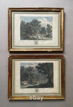 Gallant Scenes, pair of engravings by Clementi, period frames, 18th century