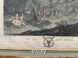 Gallant Scenes, pair of engravings by Clementi, period frames, 18th century