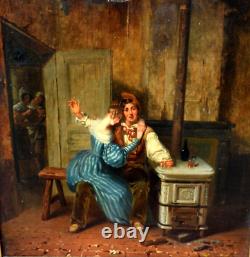 Genre Scene Painting: The Betrayed Wife, Italian Romantic School, 19th Century
