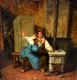 Genre Scene Painting: The Betrayed Wife, Italian Romantic School, 19th Century