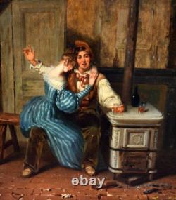 Genre Scene Painting: The Betrayed Wife, Italian Romantic School, 19th Century