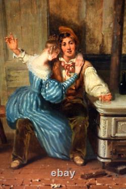 Genre Scene Painting: The Betrayed Wife, Italian Romantic School, 19th Century