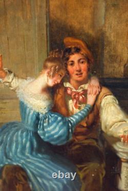 Genre Scene Painting: The Betrayed Wife, Italian Romantic School, 19th Century