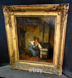 Genre Scene Painting: The Betrayed Wife, Italian Romantic School, 19th Century