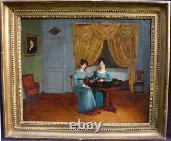 Genre Scene: Reading, Charles X Period, French School of the 19th Century, Oil on Canvas