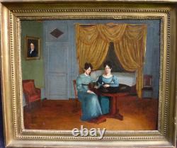 Genre Scene: Reading, Charles X Period, French School of the 19th Century, Oil on Canvas