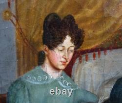 Genre Scene: Reading, Charles X Period, French School of the 19th Century, Oil on Canvas