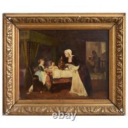Genre Scene: The Governess. 19th Century Painting by Cornet