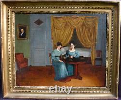Genre Scene: The Reading - Charles X Era - French School of the 19th Century - Oil on Canvas