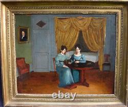 Genre Scene: The Reading - Charles X Era - French School of the 19th Century - Oil on Canvas