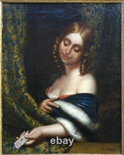 Georges Dupré Portrait Of Woman To Letter Period Louis Philippe Of The 19th Hst