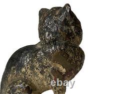 Geschütz Sculpture Vienna Bronze Signed Polychrome Cat Sitting Age 19th