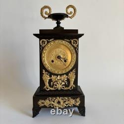 Gilded Bronze Clock Double Patina Charles X Restoration Period 19th Century