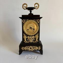 Gilded Bronze Clock Double Patina Charles X Restoration Period 19th Century