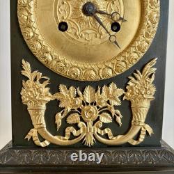 Gilded Bronze Clock Double Patina Charles X Restoration Period 19th Century