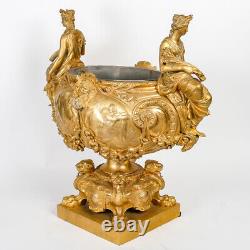 Gilded Bronze Jardinière from the 19th Century, Napoleon III Era, Large Decoration