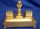 Gilded Bronze Writing Desk / Inkstand Seal Featuring Voltaire Empire Period 19th Century