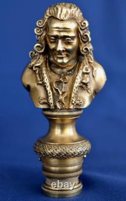 Gilded Bronze Writing Desk / Inkstand Seal Featuring Voltaire Empire Period 19th Century