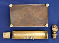 Gilded Bronze Writing Desk / Inkstand Seal Featuring Voltaire Empire Period 19th Century