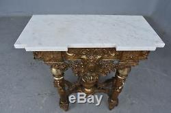 Gilded Wood And Stucco Marble Top Console Era Late Nineteenth