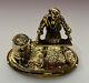 Gilded Bronze Inkwell "fisherman With A 19th Century Barrel"