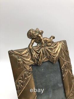 Gilt Putti Angels Pair of Bronze Frames with Angels Late 19th Century