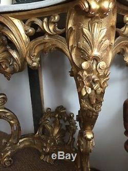 Gilt Wood Console Louis XV Style Nineteenth Time