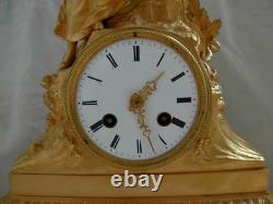 Gilt bronze pendulum clock, wire movement, working, first half of the 19th century