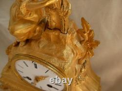Gilt bronze pendulum clock, wire movement, working, first half of the 19th century