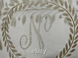 Glass Crystal Gobelet Graved Initial N Crown Of Laurier Age 19th