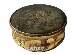 Gold Metal Box In Pomponne Subject Animal Erotic Rooster And Chicken Age 19th