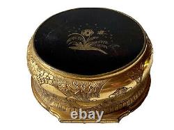 Gold Metal Box In Pomponne Subject Animal Erotic Rooster And Chicken Age 19th