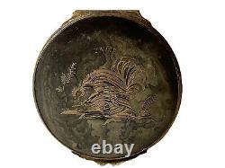 Gold Metal Box In Pomponne Subject Animal Erotic Rooster And Chicken Age 19th