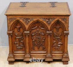 Gothic Renaissance Oak Carved Chest from the late 19th Century