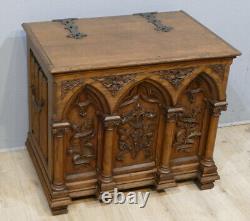 Gothic Renaissance Oak Carved Chest from the late 19th Century