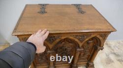 Gothic Renaissance Oak Carved Chest from the late 19th Century