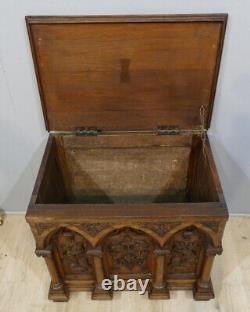 Gothic Renaissance Oak Carved Chest from the late 19th Century