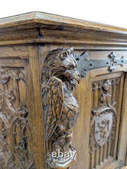 Gothic oak sideboard with dragon decoration, late 19th century