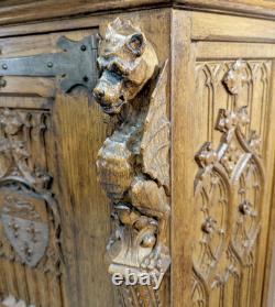 Gothic oak sideboard with dragon decoration, late 19th century