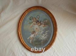 Gouache on paper, little angels, signed A. Beau, 19th century 	
<br/>