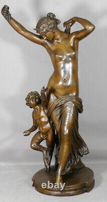 Grand Bronze Bacchanale and Faun after Clodion, 19th century period