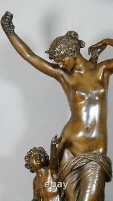 Grand Bronze Bacchanale and Faun after Clodion, 19th century period