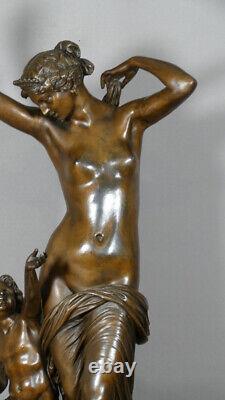 Grand Bronze Bacchanale and Faun after Clodion, 19th century period