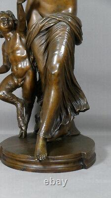 Grand Bronze Bacchanale and Faun after Clodion, 19th century period