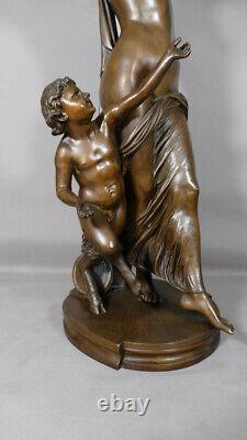 Grand Bronze Bacchanale and Faun after Clodion, 19th century period