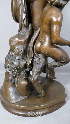 Grand Bronze Bacchanale and Faun after Clodion, 19th century period