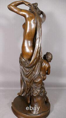 Grand Bronze Bacchanale and Faun after Clodion, 19th century period