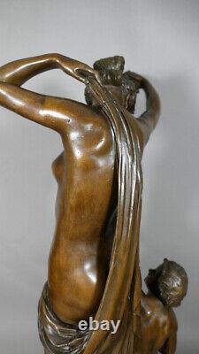 Grand Bronze Bacchanale and Faun after Clodion, 19th century period