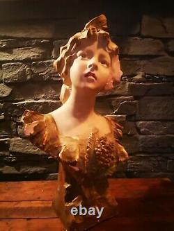 Grand Buste Sculpture Femme Late 19th Belle Time Platre Signed R. Aurili