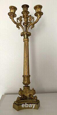 Grand Candelabra In Golden Bronze Era Restoration 19th Century 1820-1830